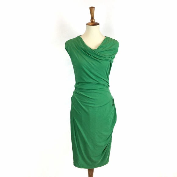 Anthropologie Dresses & Skirts - Bordeaux x Anthropologie kelly green ruched gathered dress Size Small